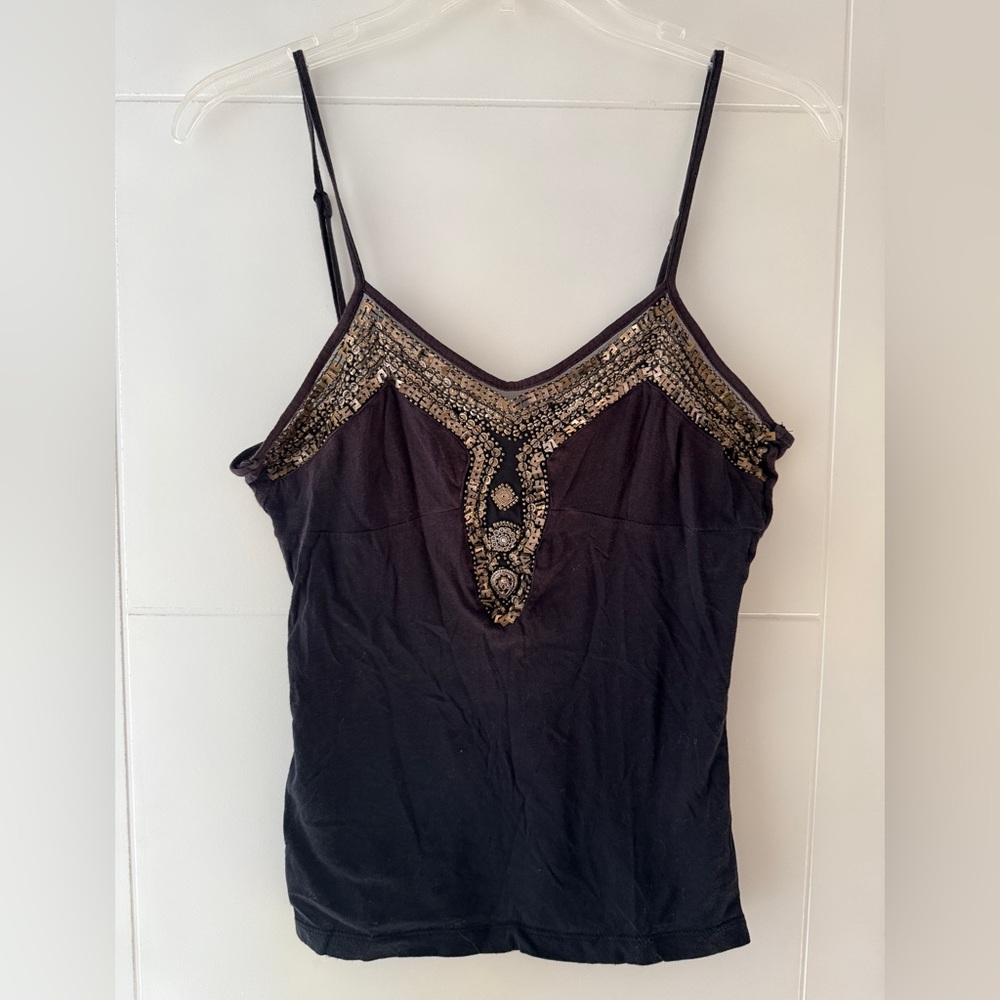 Black Metal Embellished Camisole Top